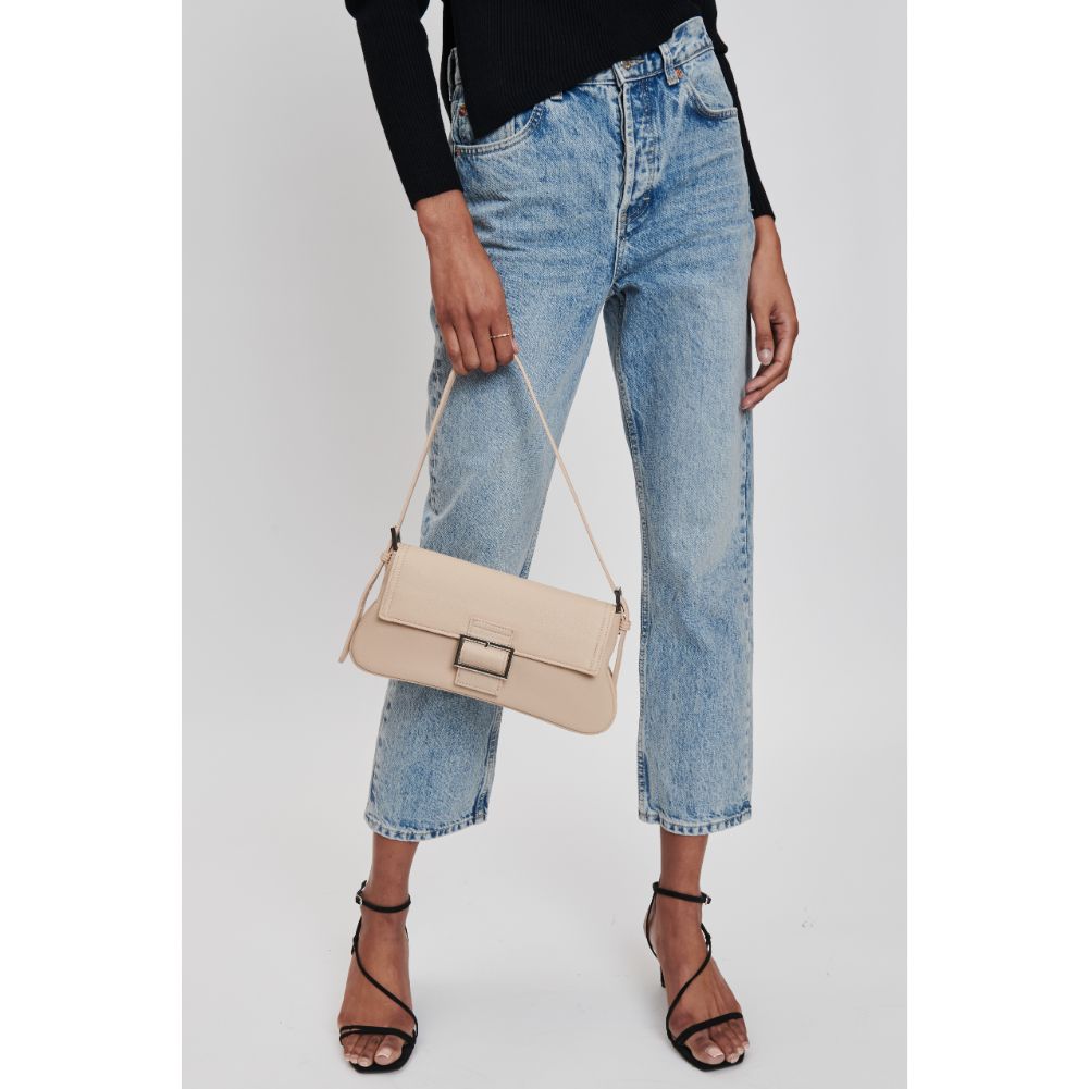 Woman wearing Almond Moda Luxe Fia Shoulder Bag 842017132561 View 3 | Almond