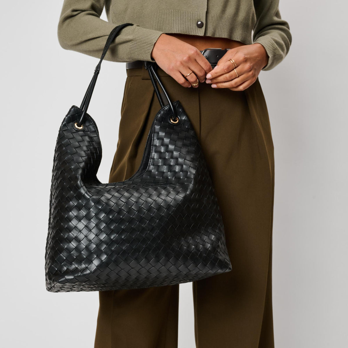 Woman wearing Black Moda Luxe Ezia Hobo 842017142720 View 1 | Black
