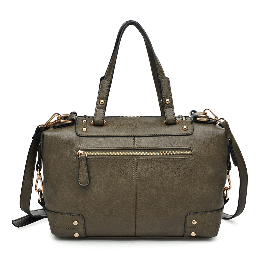 Product Image of Moda Luxe Broadway Patina Satchel 842017117315 View 3 | Olive