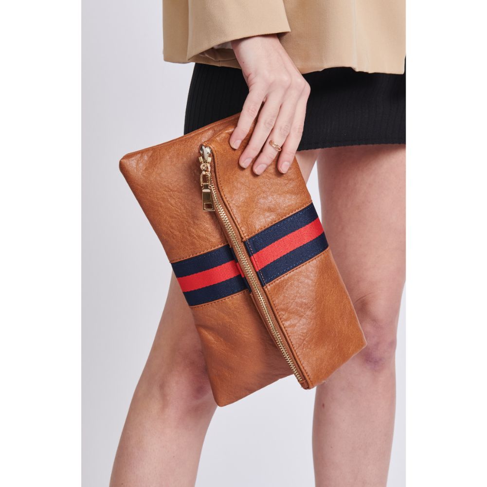 Woman wearing Tan Sol and Selene Jules Clutch 842017116936 View 3 | Tan