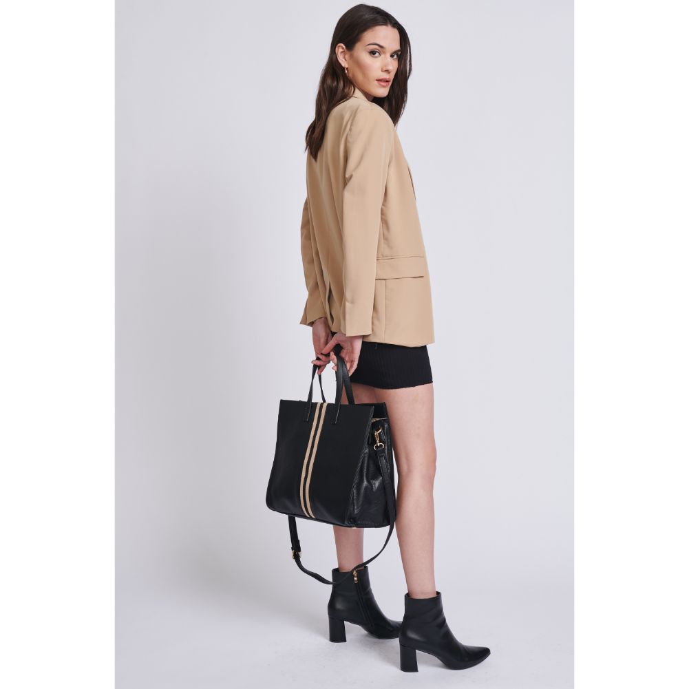 Woman wearing Black Moda Luxe Julian Tote 842017117049 View 3 | Black