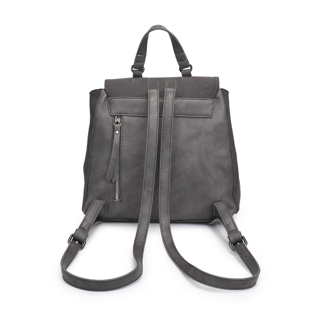 Woman wearing Gunmetal Moda Luxe Charlie Backpack 842017127062 View 7 | Gunmetal