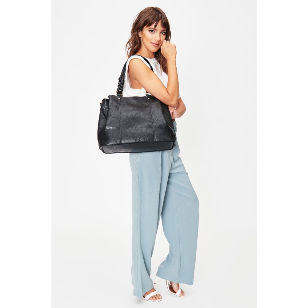 Woman wearing Black Moda Luxe Clementine Tote 842017128052 View 3 | Black