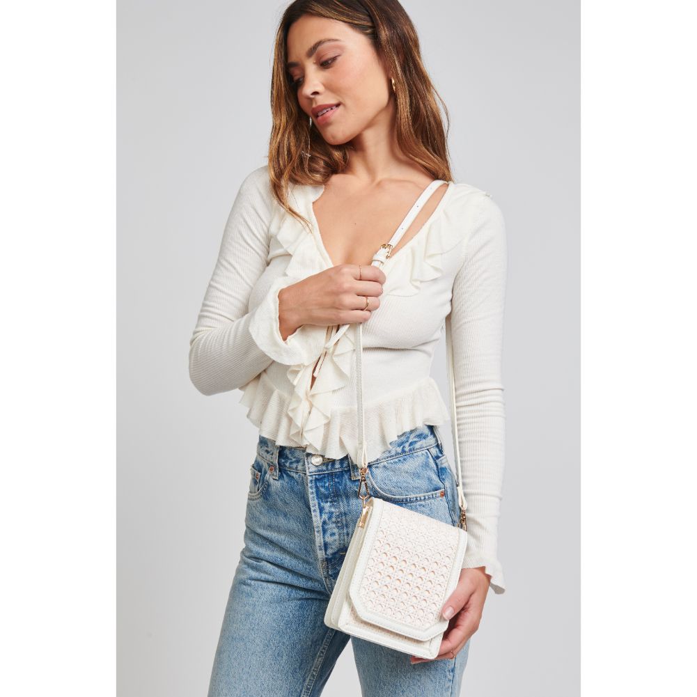 Woman wearing White Moda Luxe Remi Crossbody 842017124146 View 2 | White