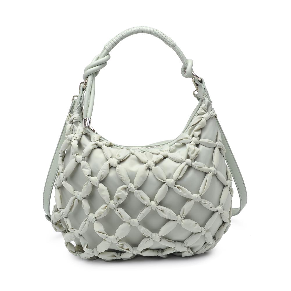 Woman wearing Sage Moda Luxe Leslie Hobo 842017135647 View 5 | Sage