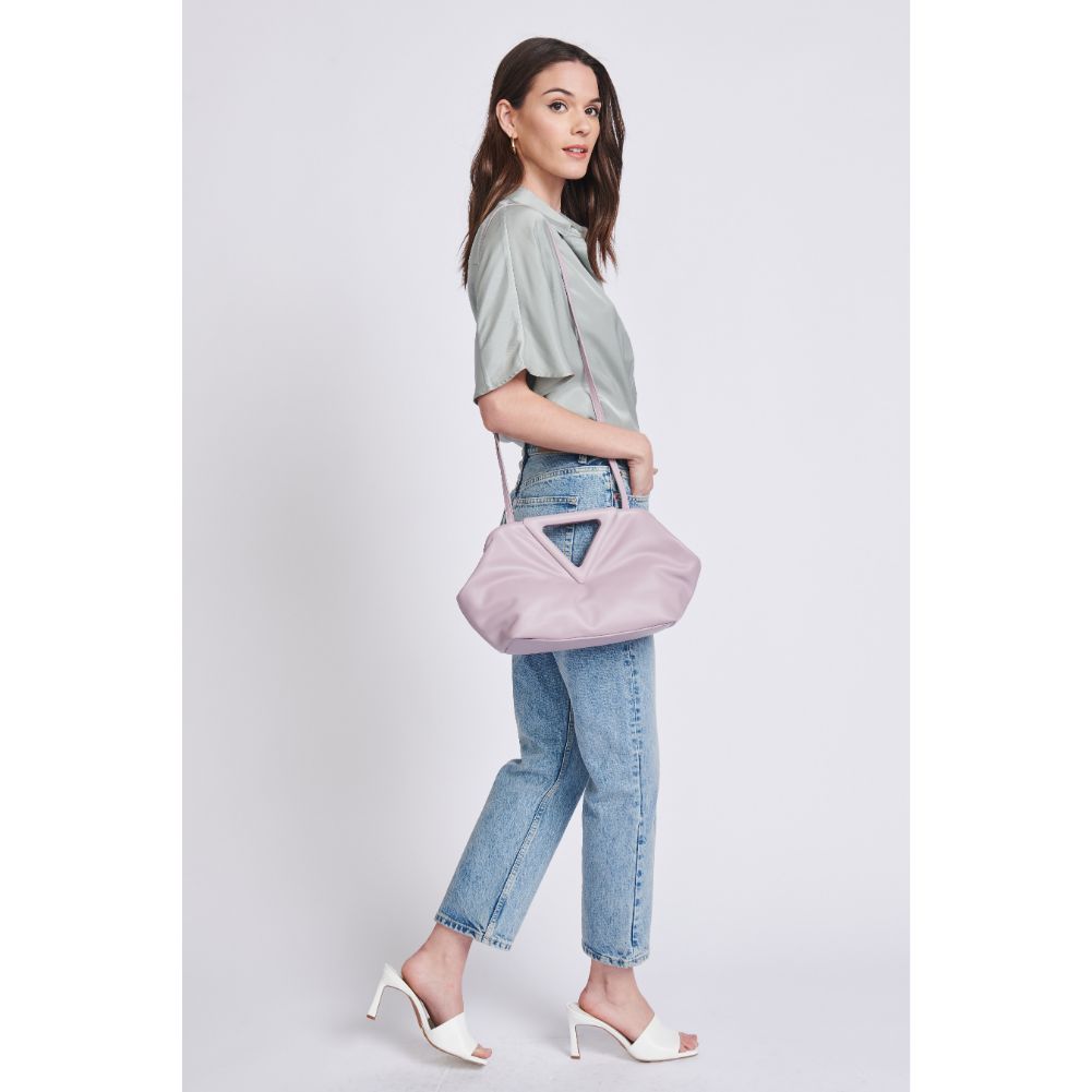 Woman wearing Lavender Moda Luxe Kendra Crossbody 842017129066 View 4 | Lavender