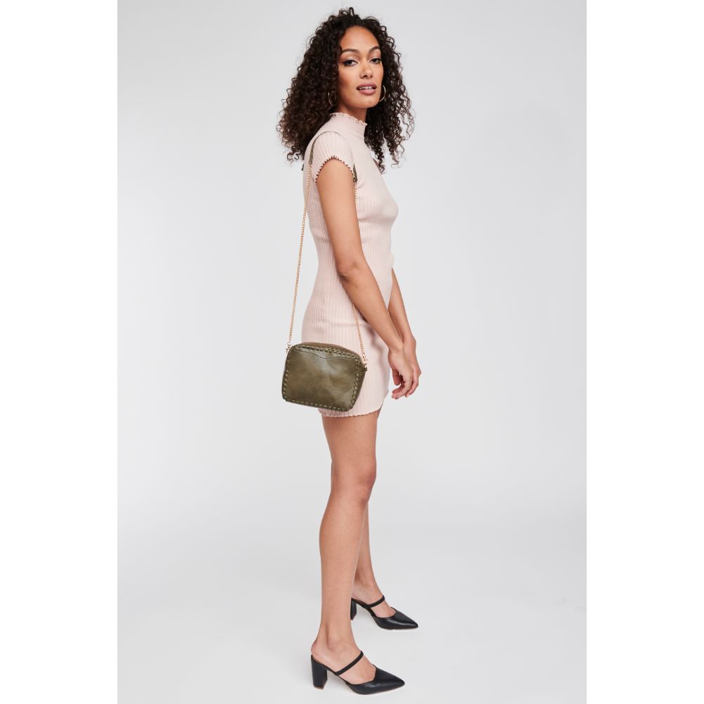 Woman wearing Olive Moda Luxe Faye Crossbody 842017108894 View 4 | Olive