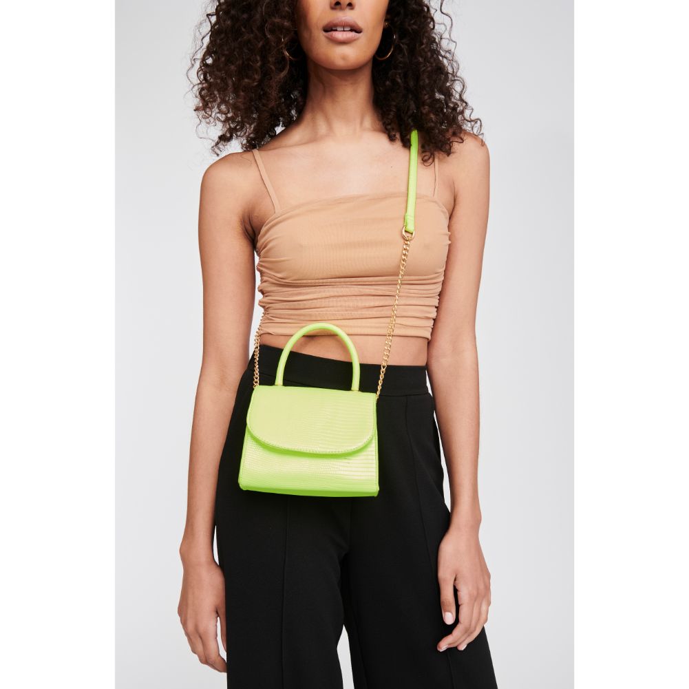 Woman wearing Neon Yellow Moda Luxe Talia Clutch 842017125662 View 1 | Neon Yellow
