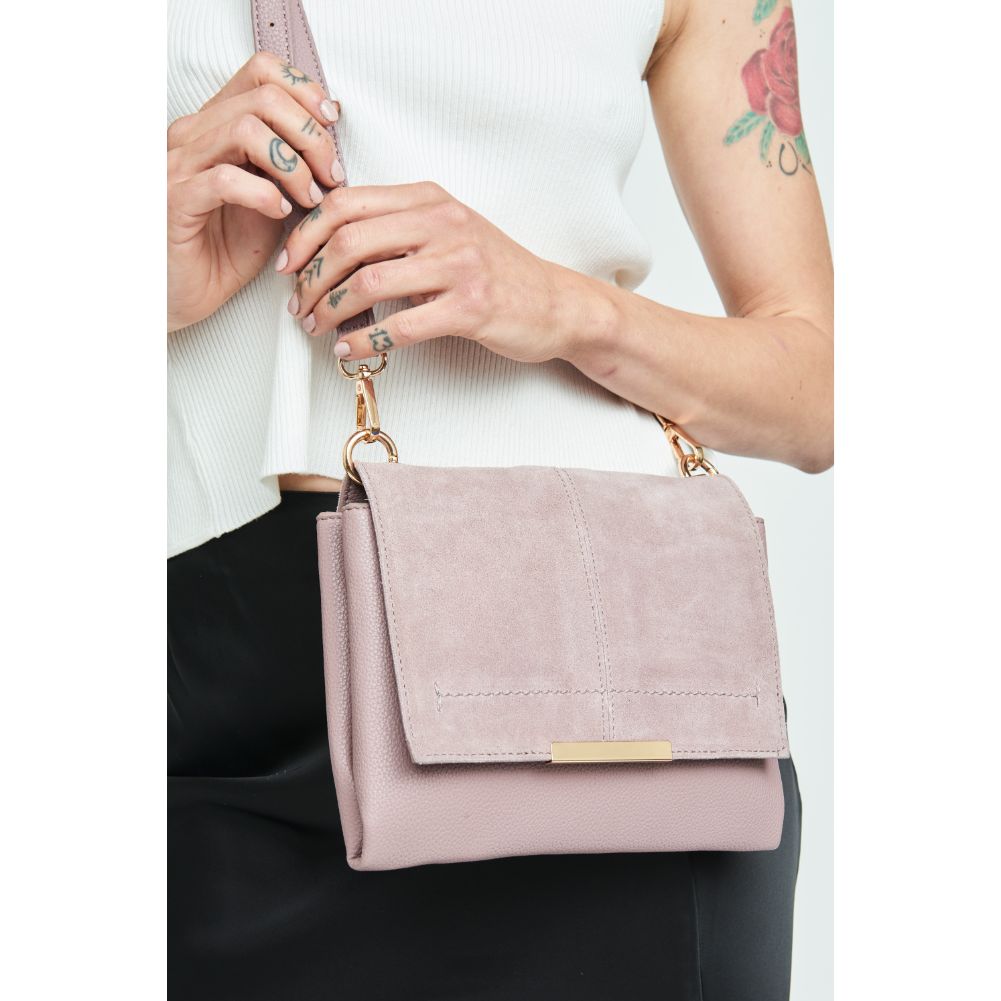 Woman wearing Mauve Moda Luxe Alexis Crossbody 842017121756 View 2 | Mauve