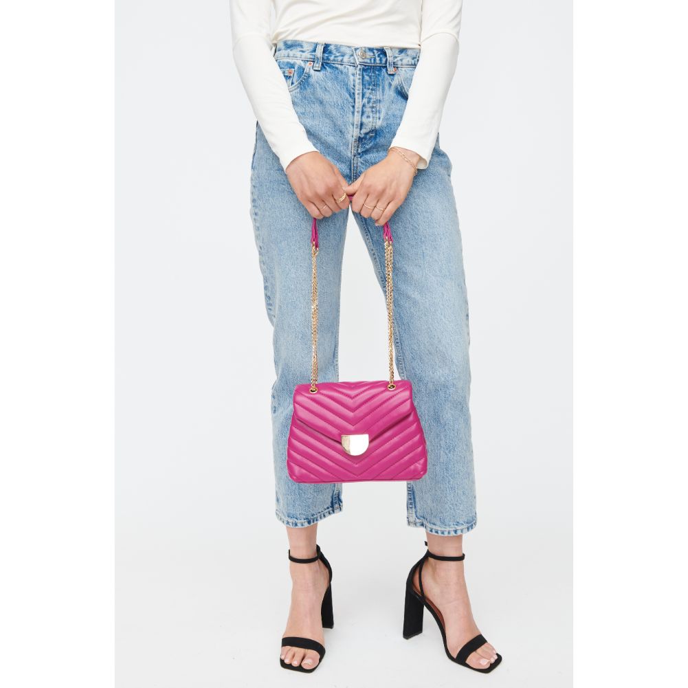 Woman wearing Fuchsia Sol and Selene Nora Crossbody 842017130499 View 2 | Fuchsia
