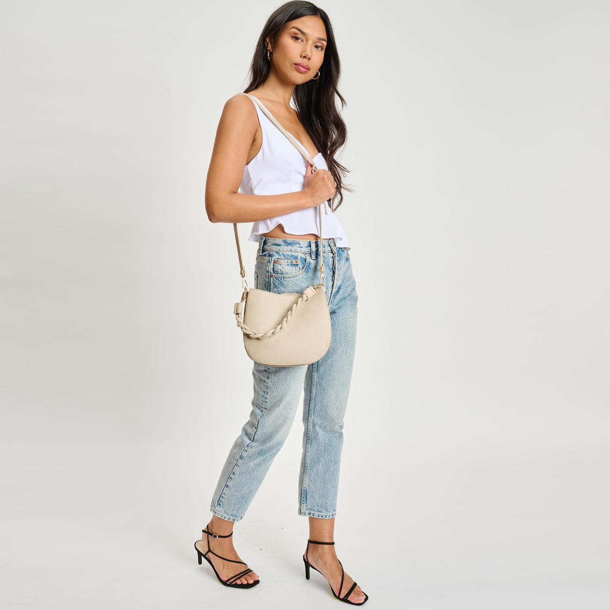Woman wearing Bone Moda Luxe Glamique Crossbody 842017134848 View 4 | Bone
