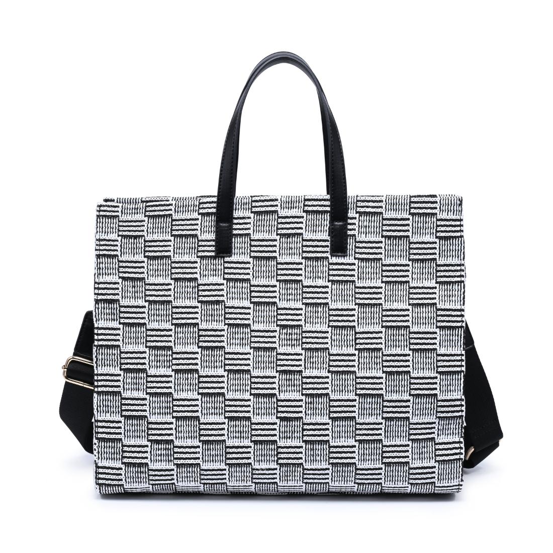 Woman wearing Black White Moda Luxe Camila Tote 842017140320 View 5 | Black White