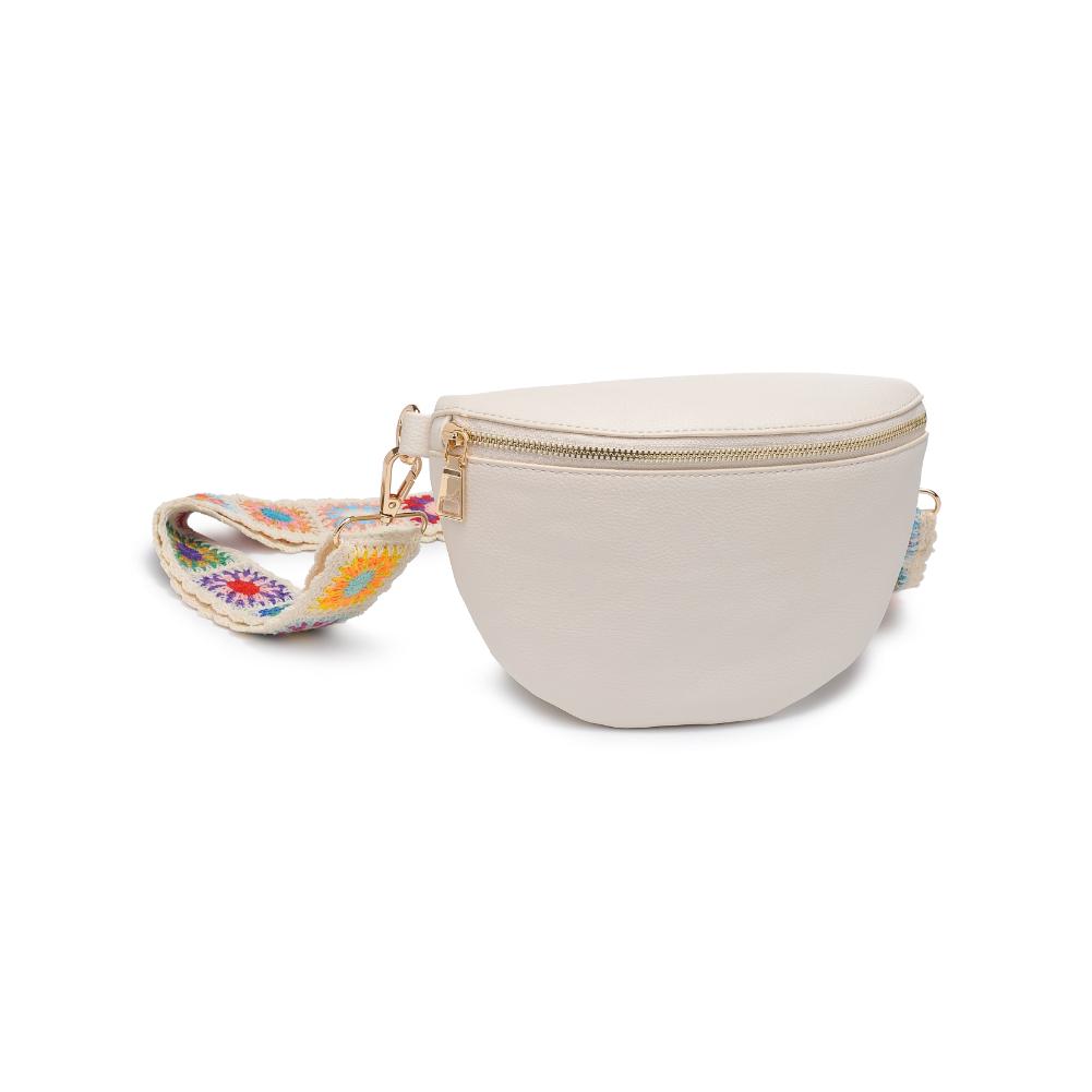 Woman wearing Ivory Moda Luxe Stylette Belt Bag 842017134770 View 6 | Ivory