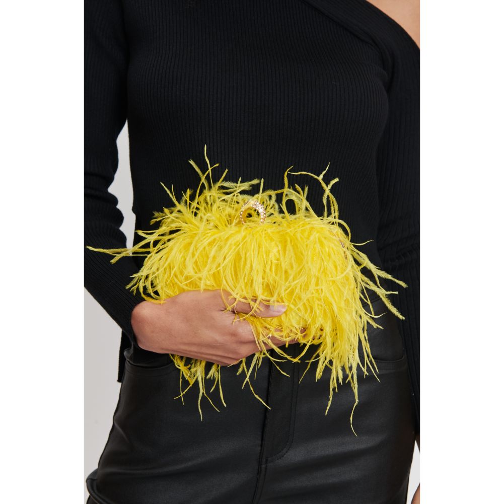 Woman wearing Canary Sol and Selene Harlow Evening Bag 842017131540 View 4 | Canary