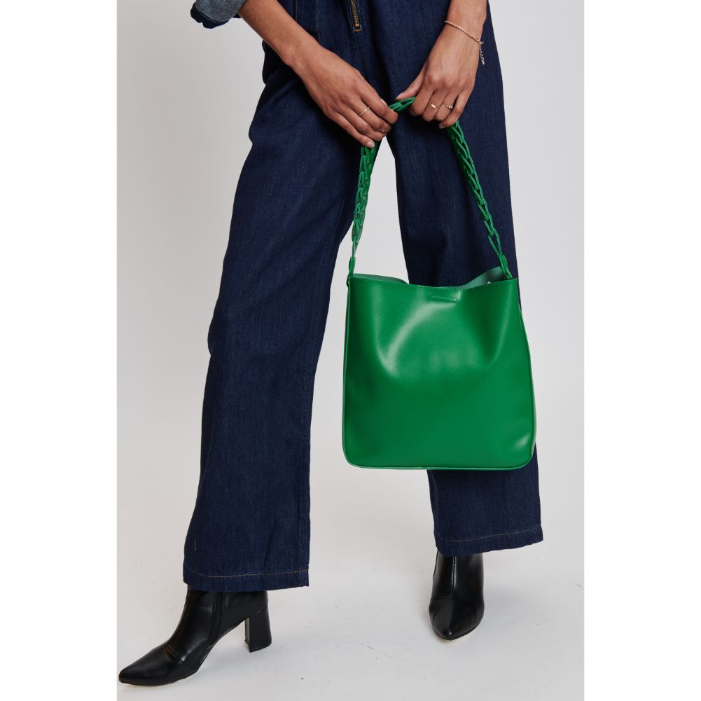 Woman wearing Kelly Green Moda Luxe Nemy Tote 842017132325 View 2 | Kelly Green
