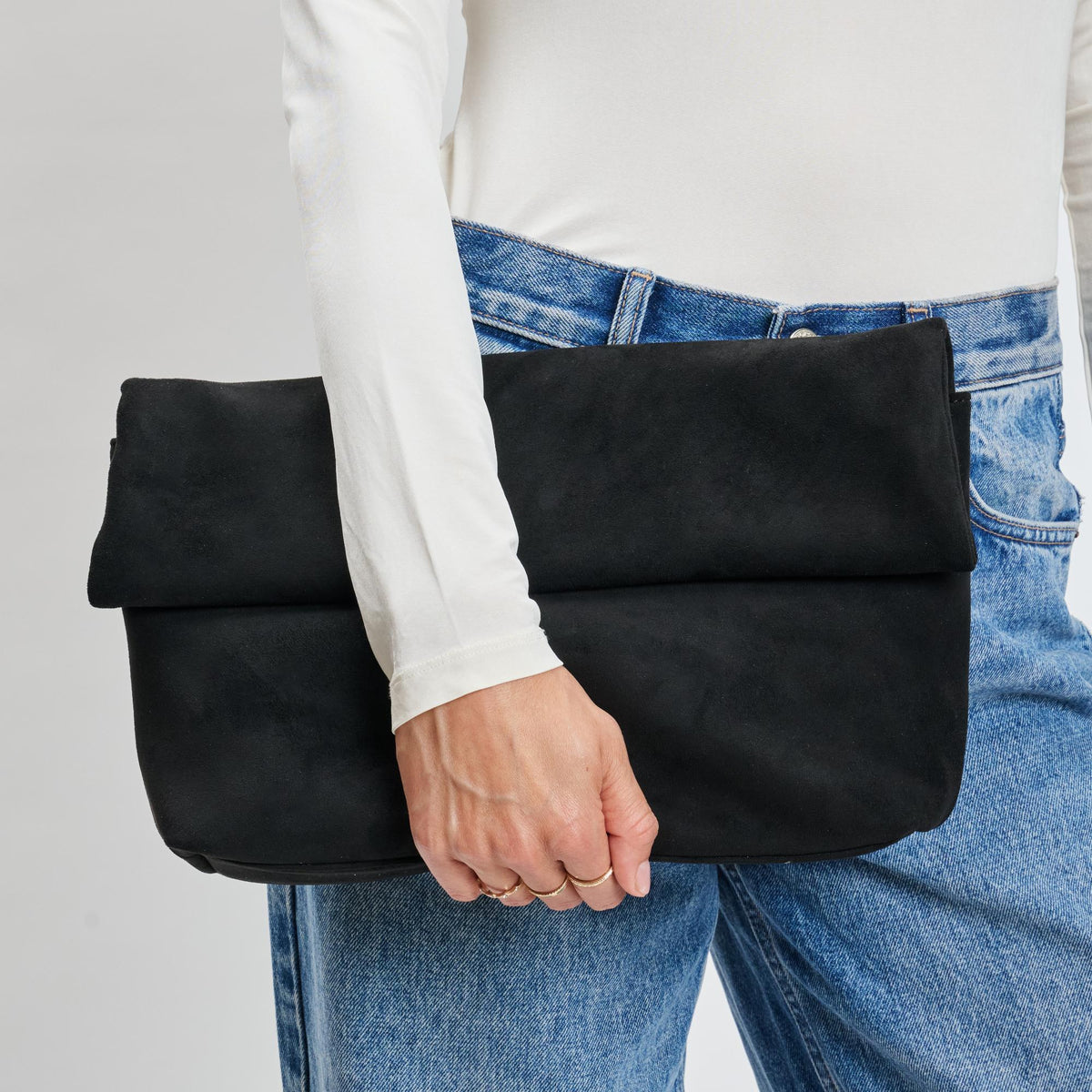Woman wearing Black Sol and Selene Zarae Crossbody 842017140016 View 4 | Black