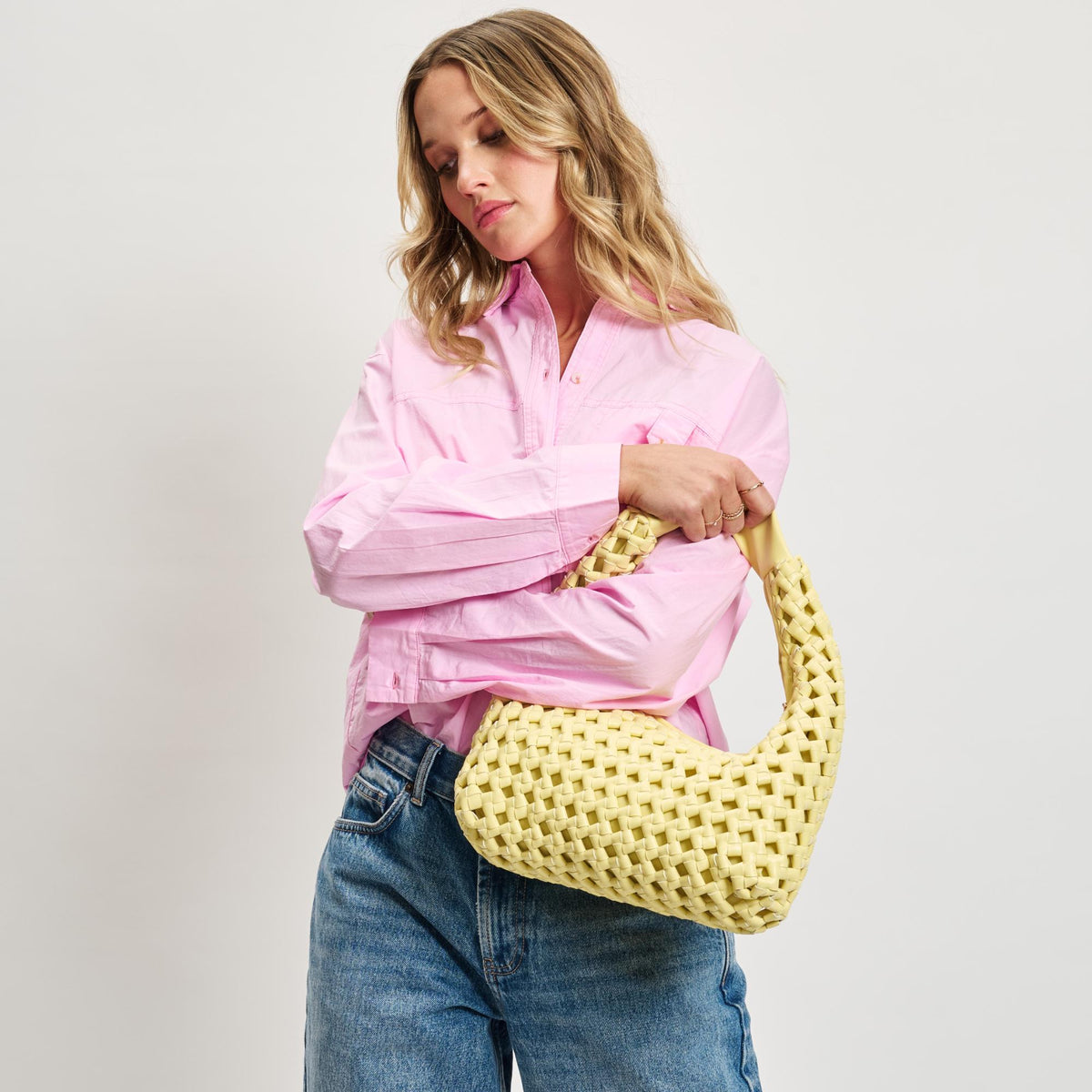 Woman wearing Butter Sol and Selene Richelle Hobo 842017137535 View 3 | Butter