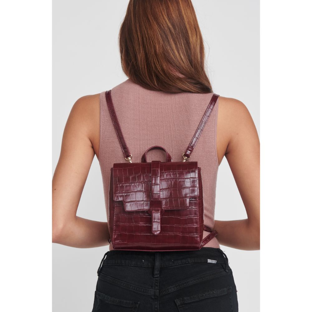 Woman wearing Bordeaux Moda Luxe Claire Backpack 842017128885 View 1 | Bordeaux