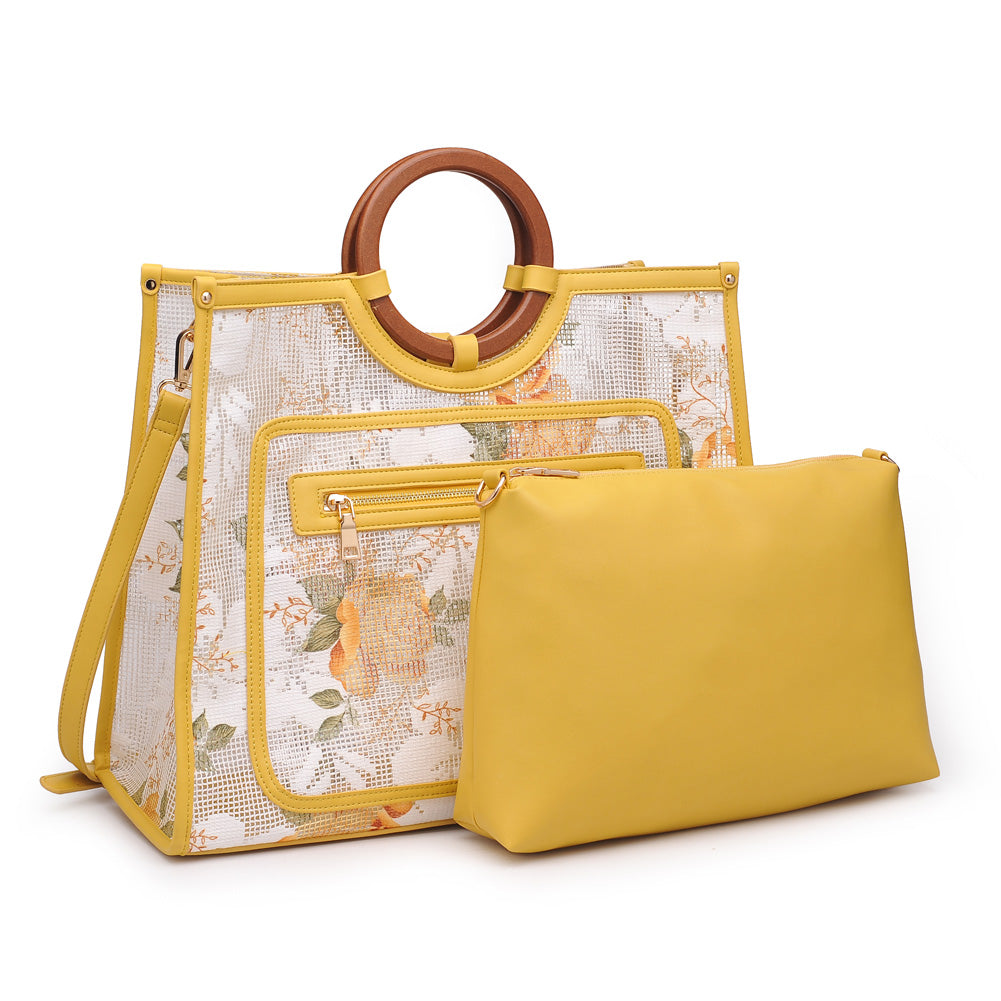 Woman wearing Yellow Moda Luxe Karma Top Handle 842017118862 View 2 | Yellow
