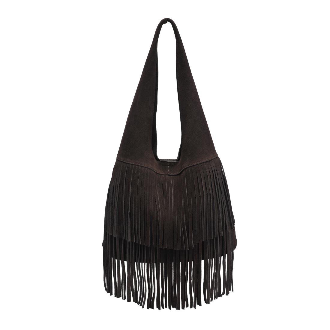 Woman wearing Chocolate Moda Luxe Hope Hobo 842017139096 View 5 | Chocolate