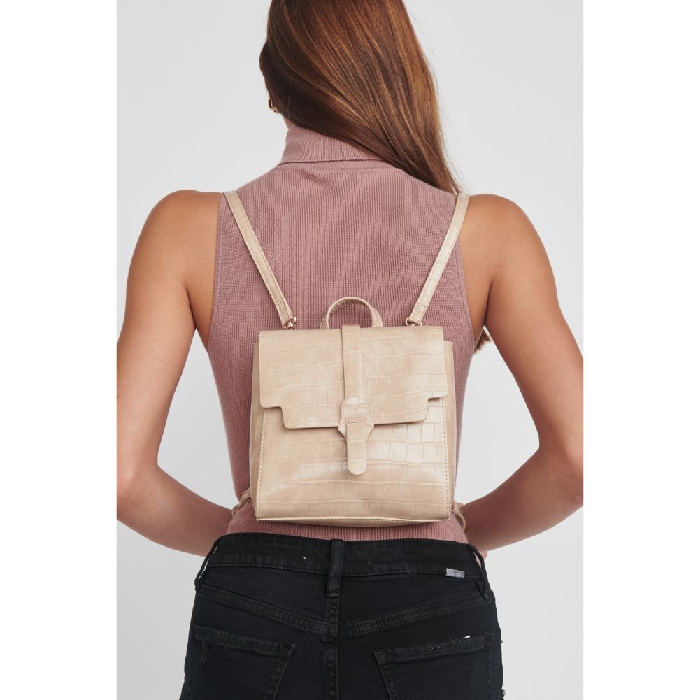Woman wearing Natural Moda Luxe Claire Backpack 842017128908 View 1 | Natural