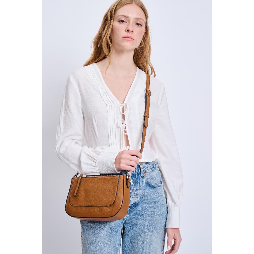 Woman wearing Tan Sol and Selene Modaire Crossbody 842017134893 View 4 | Tan