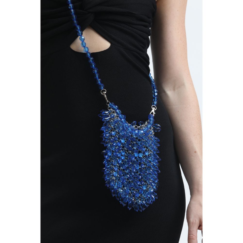 Woman wearing Blue Sol and Selene Mariah Evening Bag 842017133438 View 4 | Blue