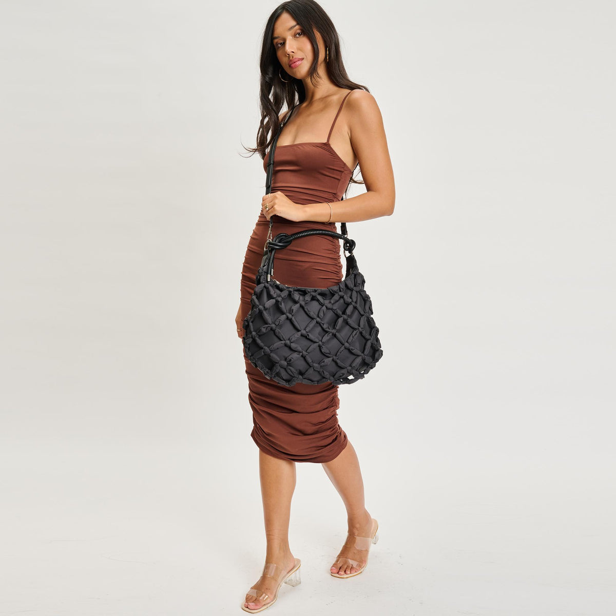 Woman wearing Black Sol and Selene Leslie Hobo 842017135630 View 4 | Black