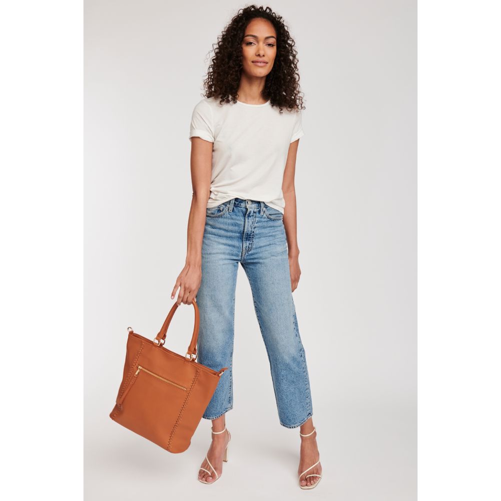 Woman wearing Tan Moda Luxe Jenna Crossbody 842017127406 View 4 | Tan