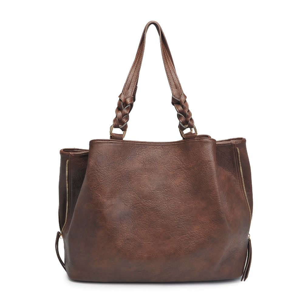 Woman wearing Espresso Moda Luxe Clementine Tote 842017128069 View 7 | Espresso