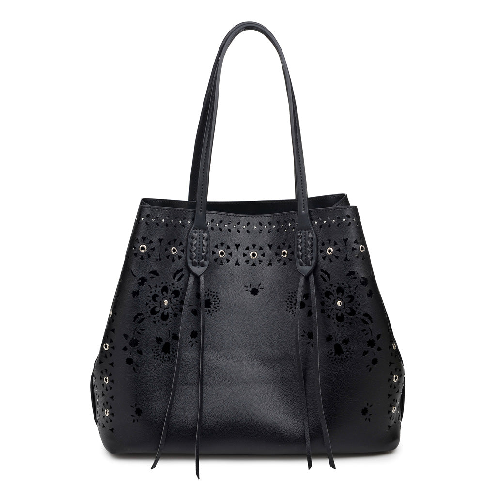Woman wearing Black Moda Luxe Canal Tote 842017113935 View 5 | Black