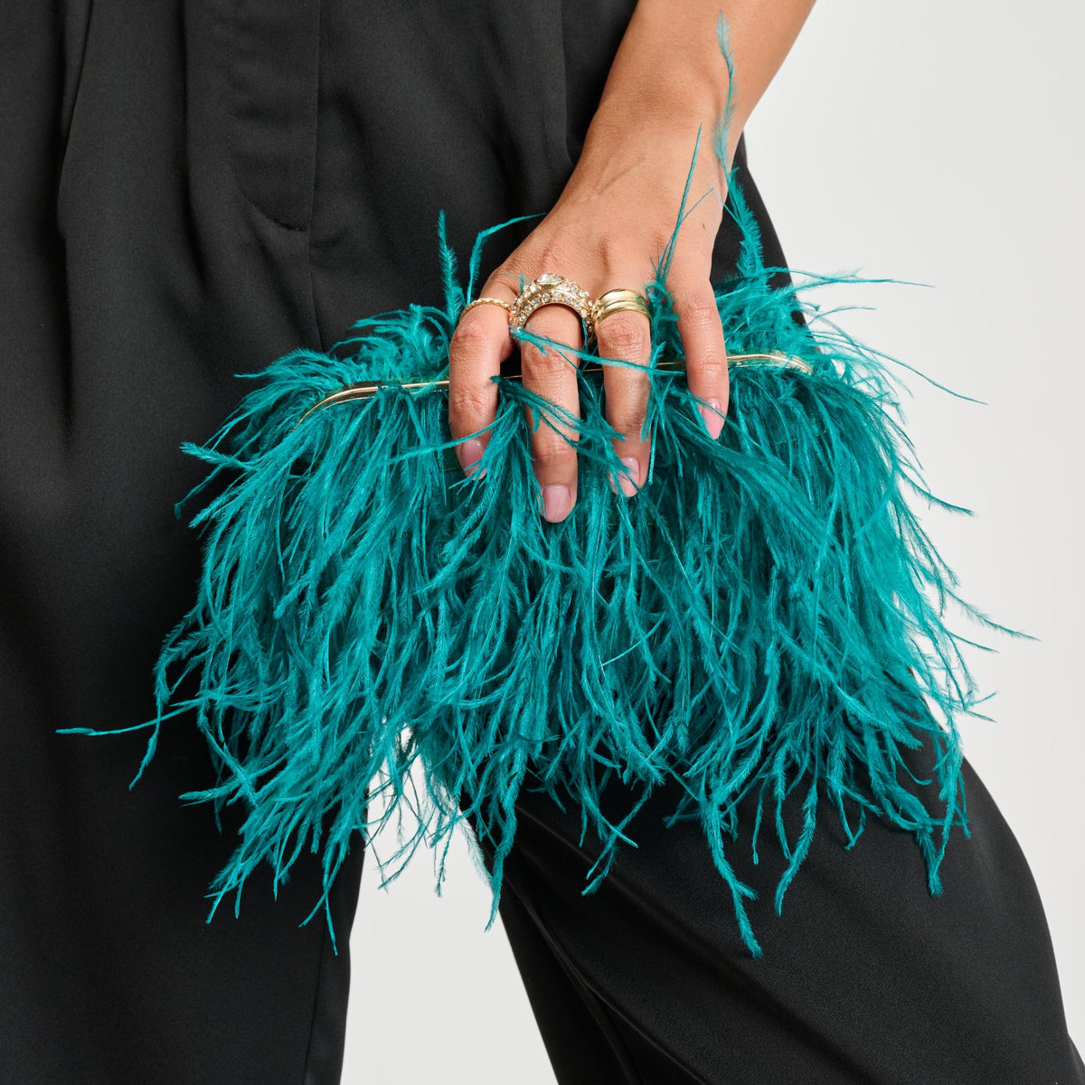 Woman wearing Turquoise Sol and Selene Harlow Evening Bag 842017133902 View 4 | Turquoise