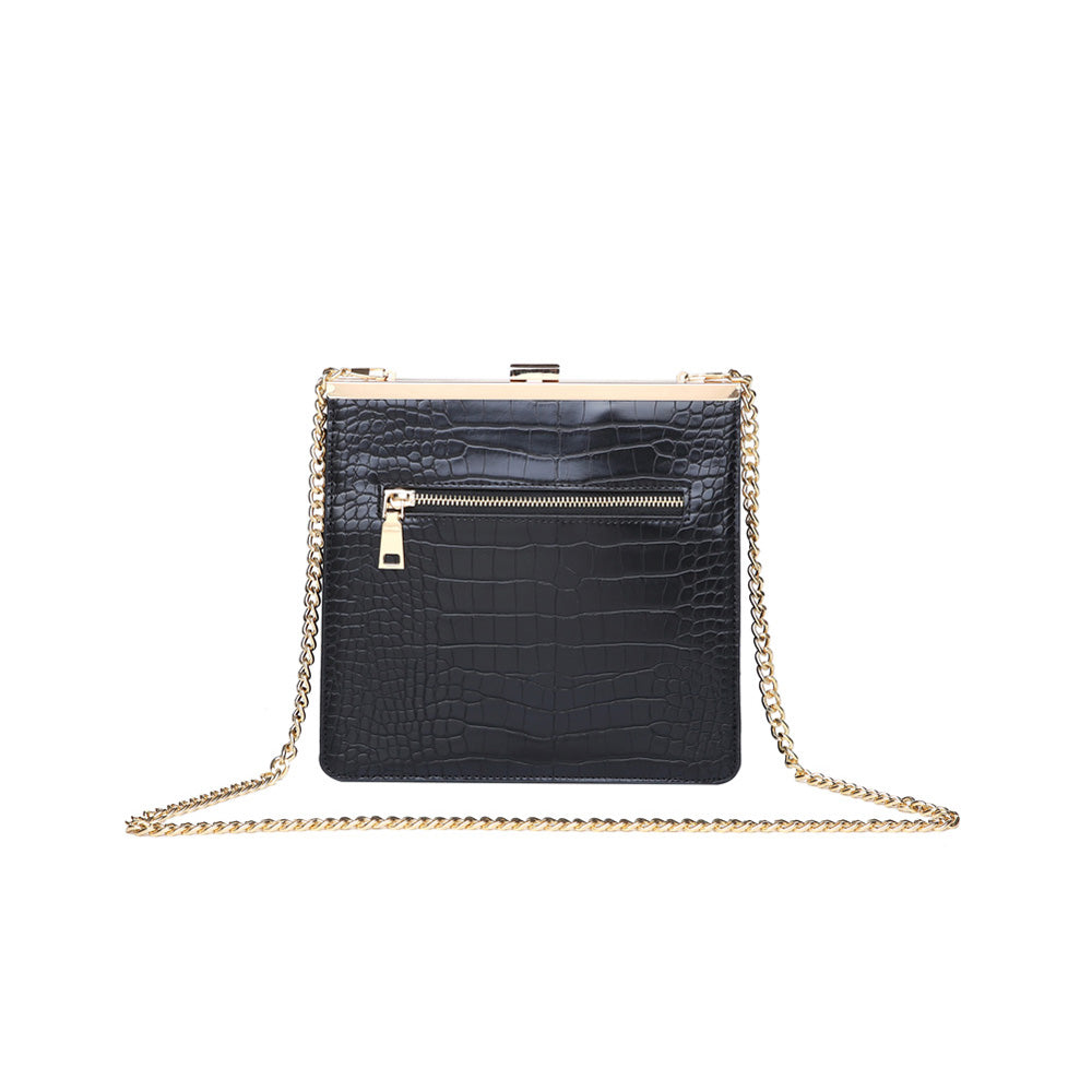 Product Image of Moda Luxe Anastasia Croc Clutch 842017116462 View 3 | Black