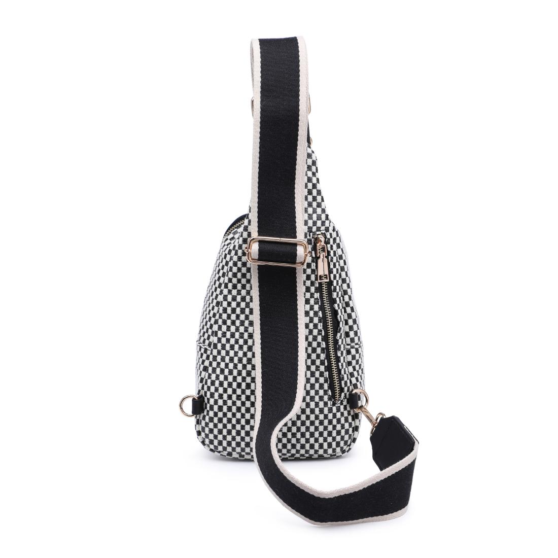 Product Image of Moda Luxe Regina - Checkered Sling Backpack 842017136194 View 7 | Black White