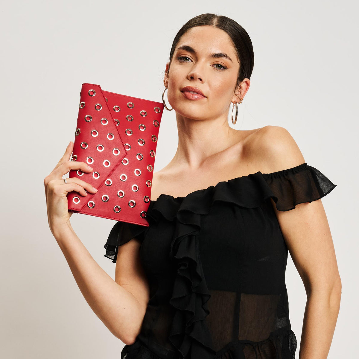 Woman wearing Red Moda Luxe Ramona Crossbody 842017138808 View 1 | Red