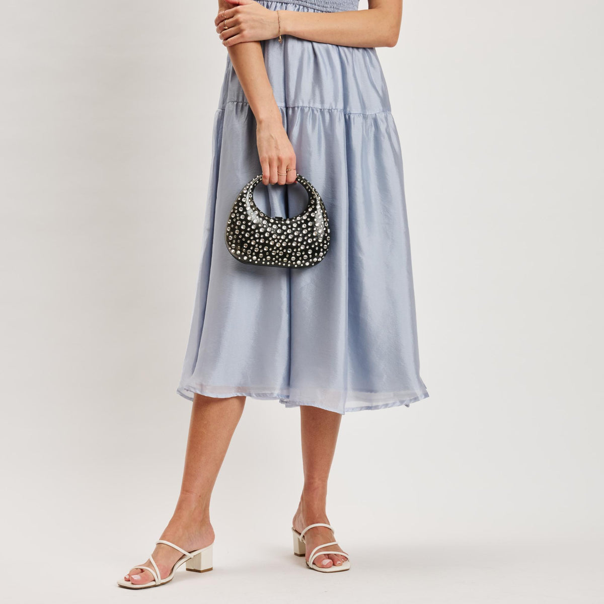Woman wearing Smoke Moda Luxe Vianca Evening Bag 842017133971 View 3 | Smoke