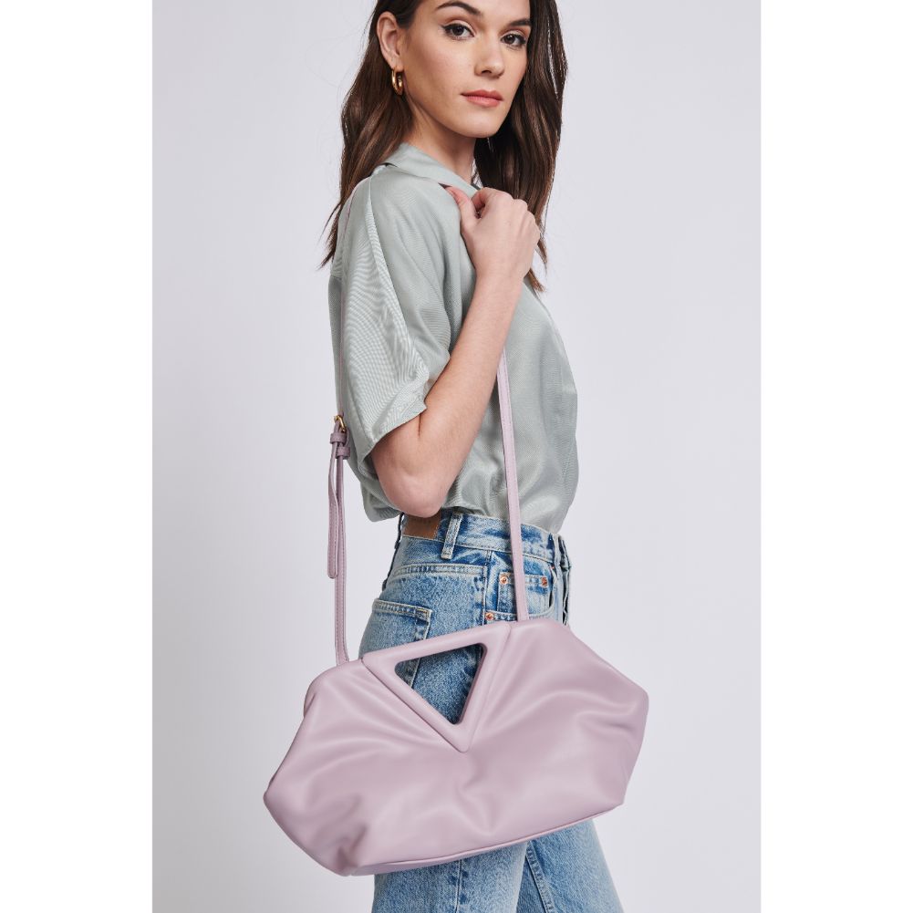 Woman wearing Lavender Moda Luxe Kendra Crossbody 842017129066 View 1 | Lavender