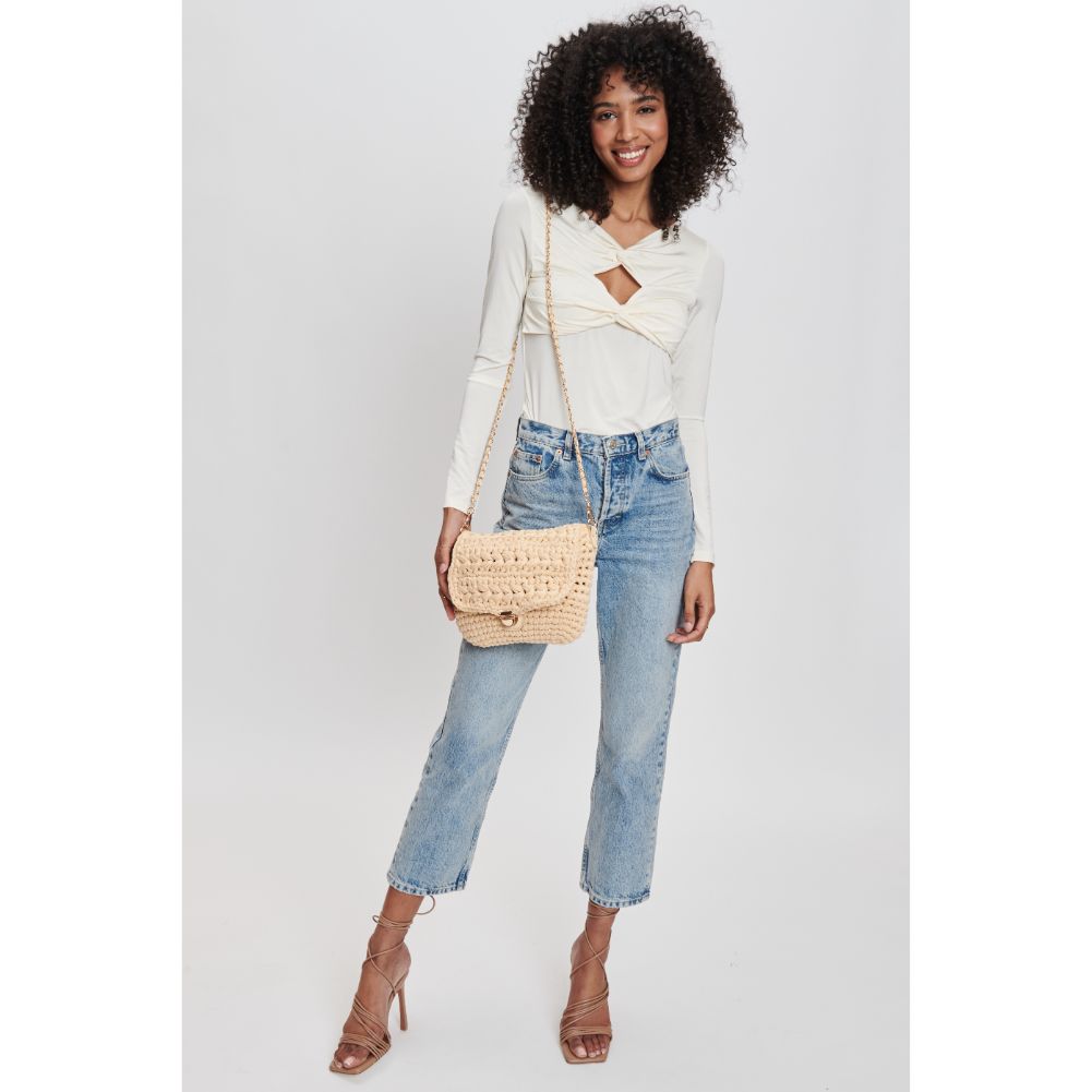 Woman wearing Natural Moda Luxe Annalise Crossbody 842017132257 View 3 | Natural