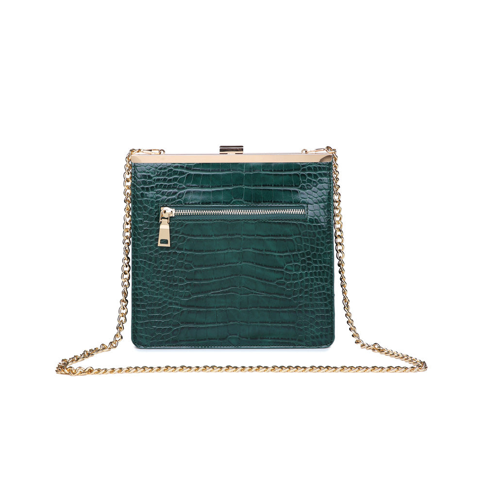 Product Image of Moda Luxe Anastasia Croc Clutch 842017116493 View 3 | Emerald