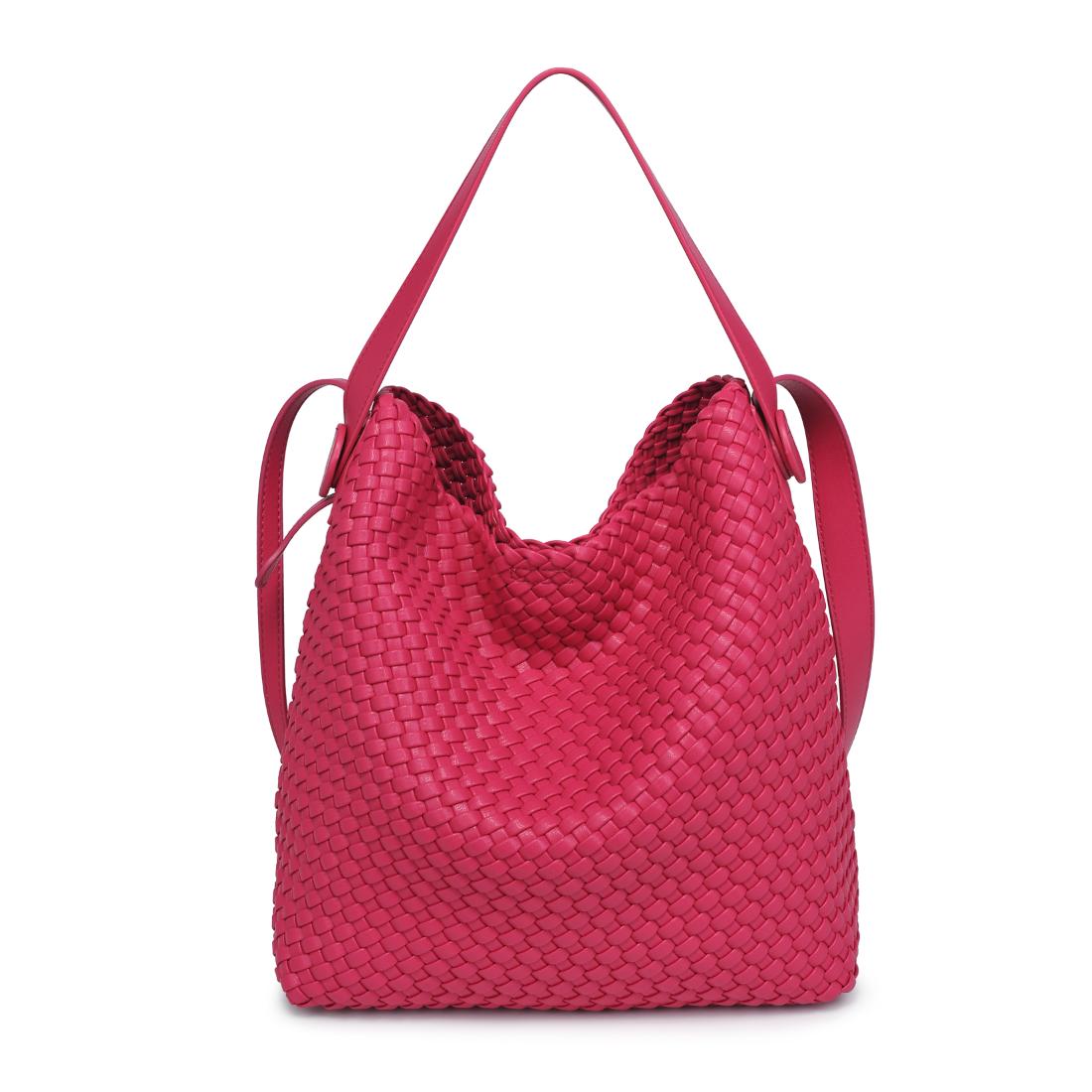 Woman wearing Fuchsia Moda Luxe Edith Hobo 842017137504 View 5 | Fuchsia