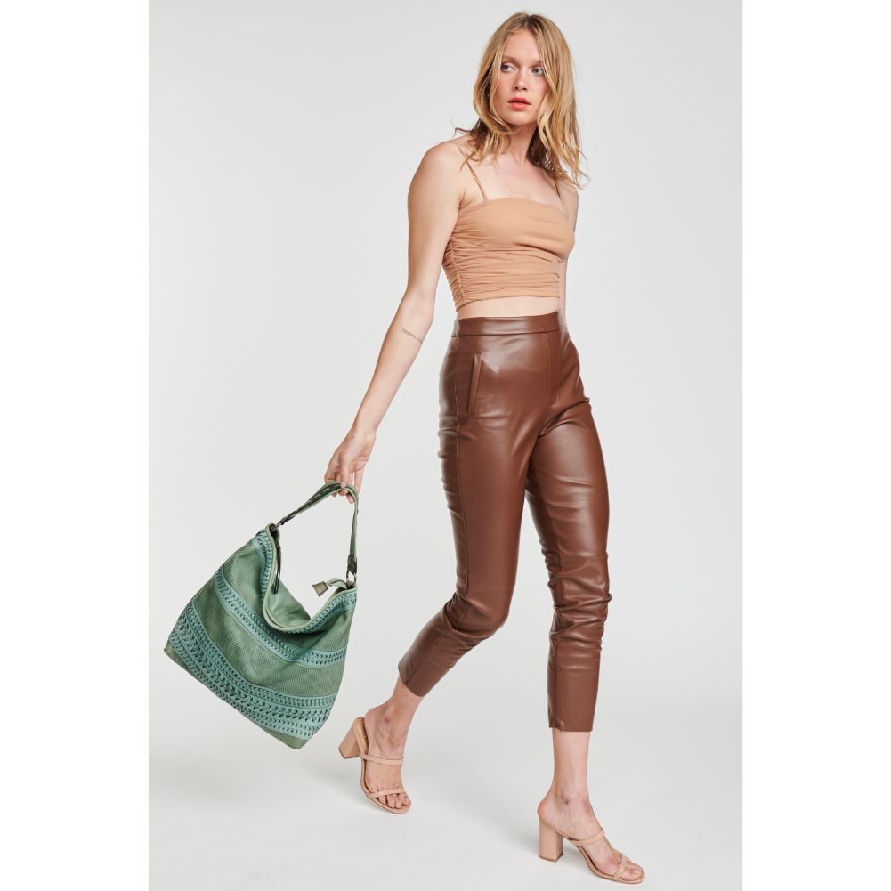 Woman wearing Green Moda Luxe Micaela Tote 842017113805 View 4 | Green