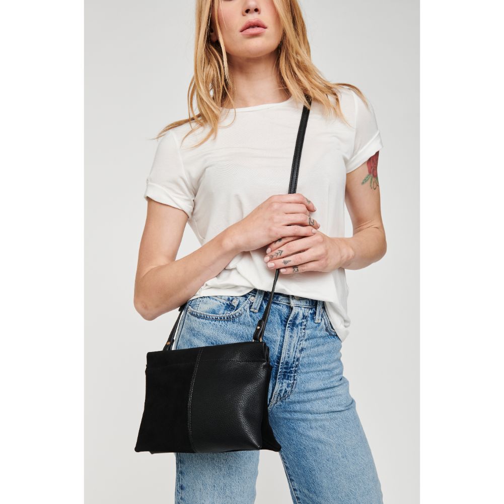 Woman wearing Black Moda Luxe Aston Crossbody 842017126300 View 1 | Black