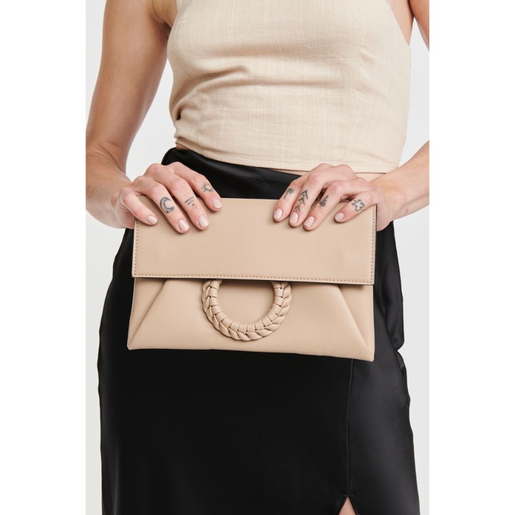 Woman wearing Natural Moda Luxe Harper Crossbody 842017124627 View 2 | Natural