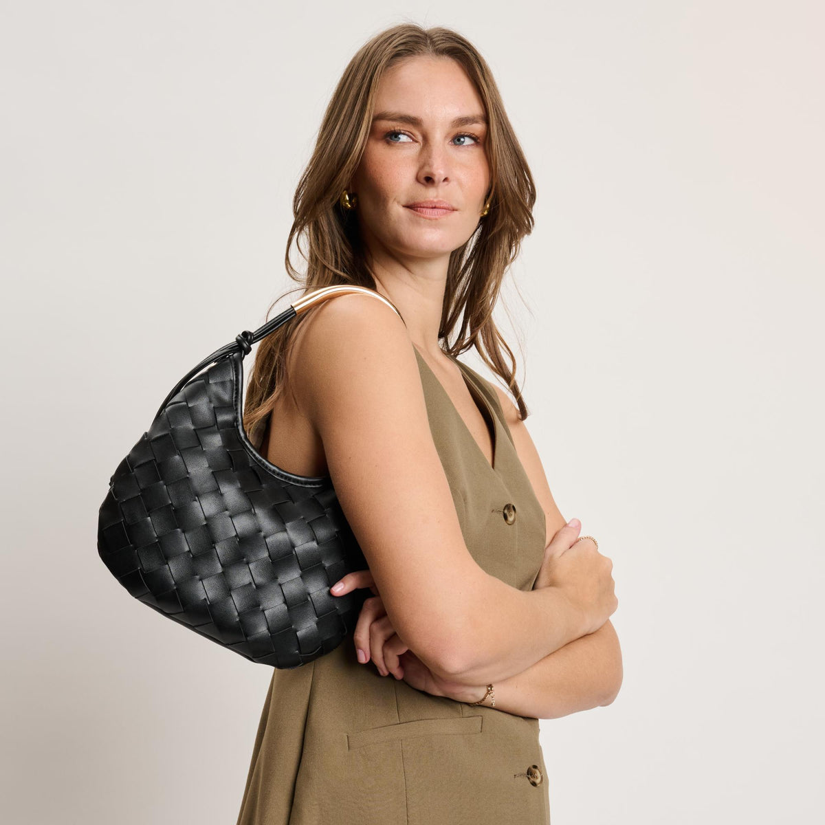 Woman wearing Black Moda Luxe Lucia Hobo 842017141211 View 1 | Black