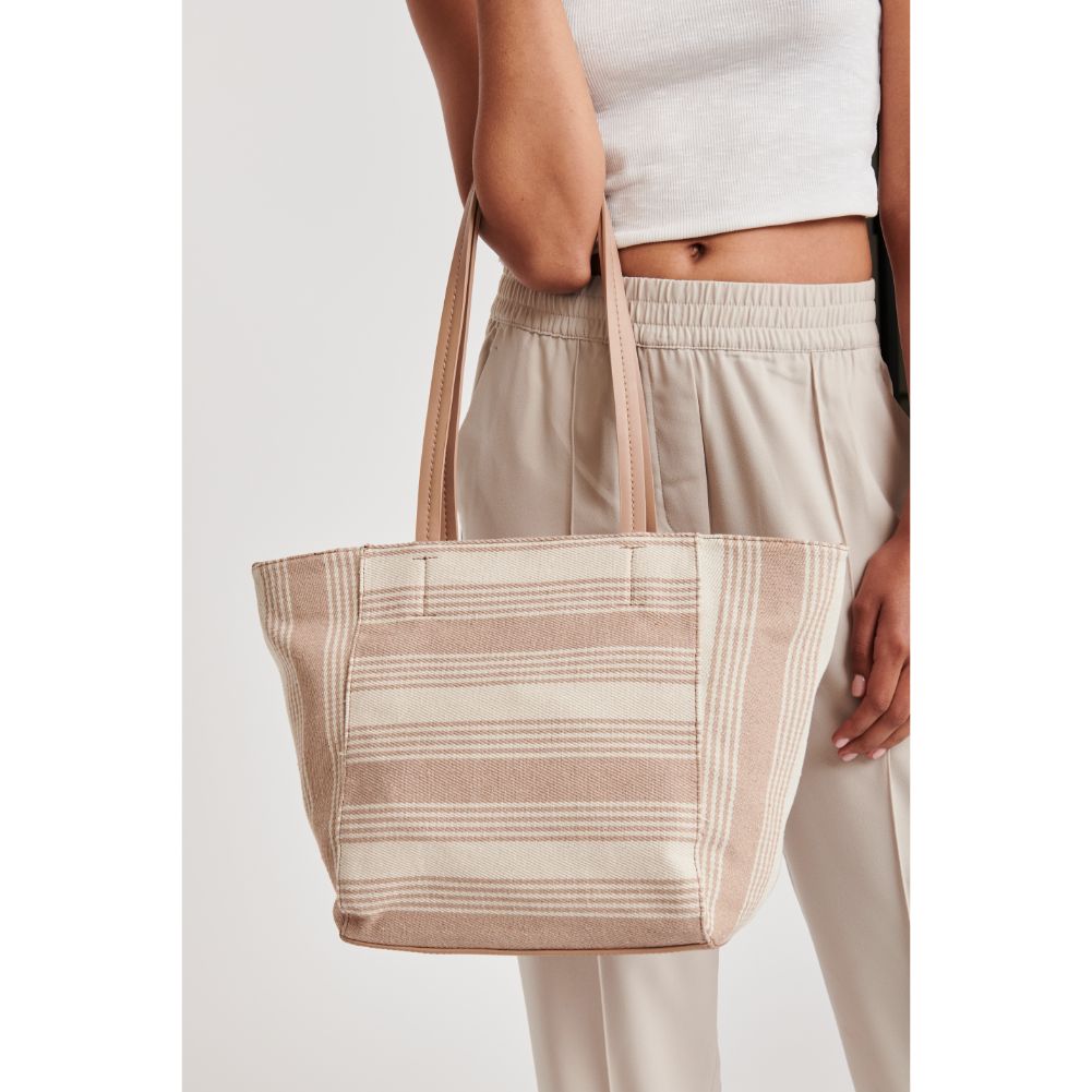 Woman wearing Natural Moda Luxe Oaxaca Tote 842017124467 View 4 | Natural