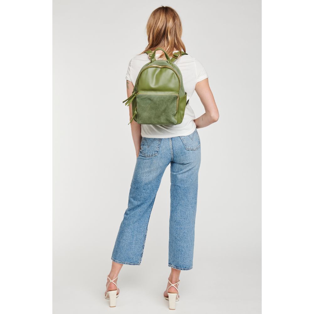 Woman wearing Sage Moda Luxe Blair Backpack 842017127376 View 3 | Sage