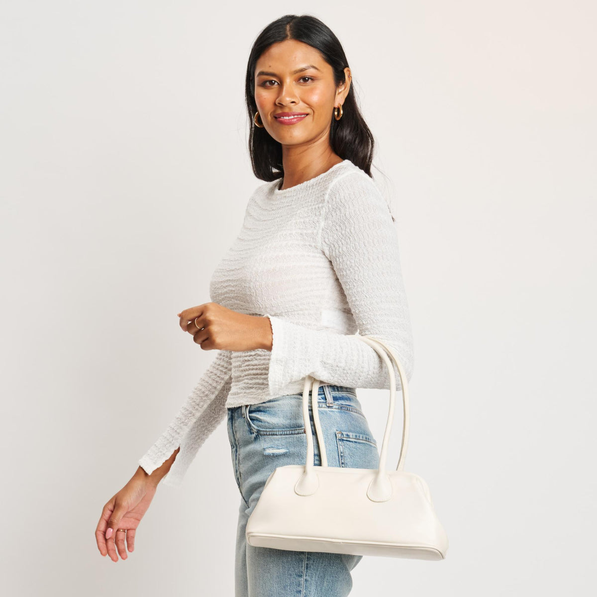 Woman wearing Cream Moda Luxe Ninna Shoulder Bag 842017140092 View 2 | Cream