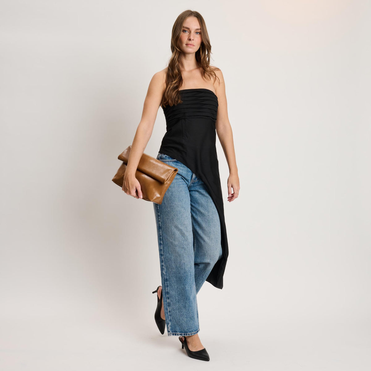 Woman wearing Caramel Moda Luxe Angela Crossbody 842017141662 View 4 | Caramel