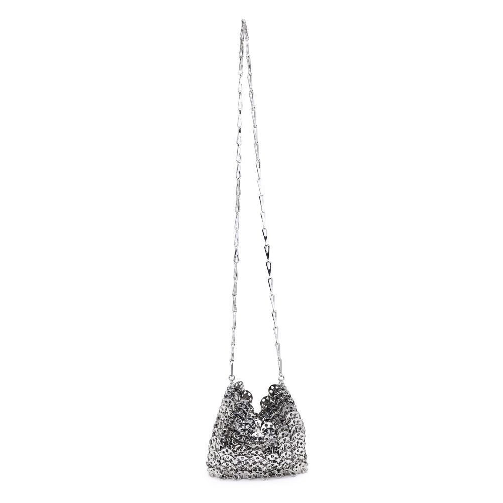 Woman wearing Silver Moda Luxe Gwen Evening Bag 842017133391 View 5 | Silver