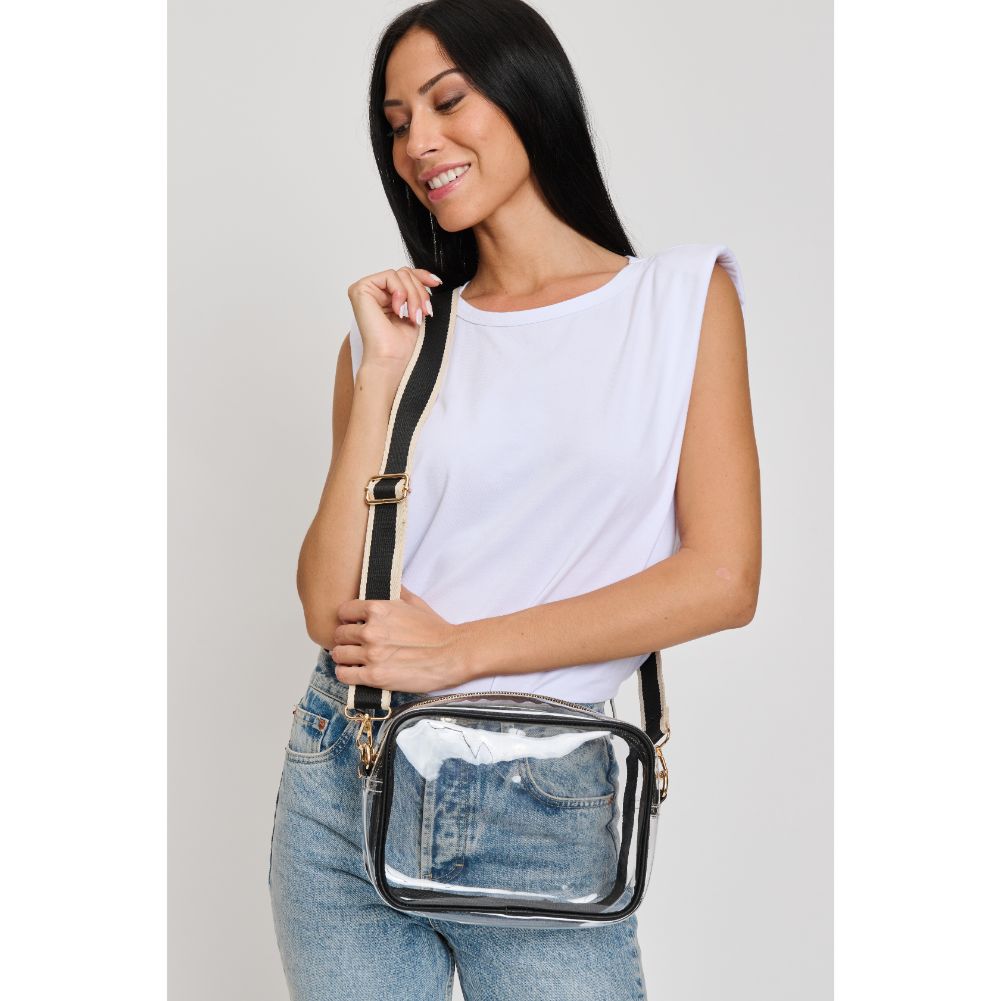Woman wearing Clear Black Sol and Selene Christina Crossbody 842017133520 View 1 | Clear Black